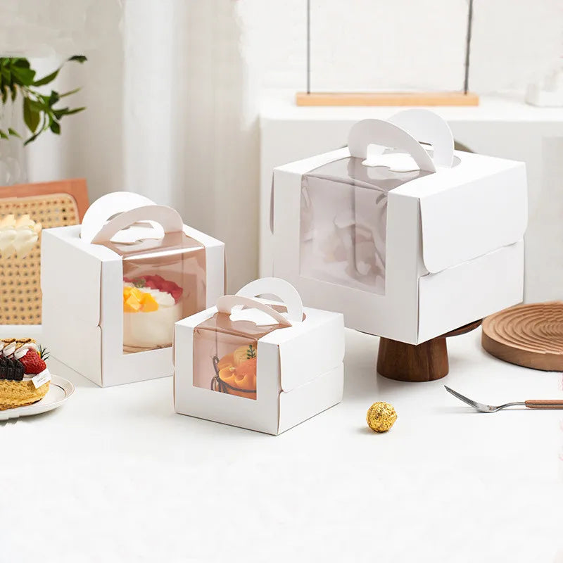 Hot Selling Food Packaging Cake Box with Cake Boards Clear Window Cake Carrier Bakery Boxes for Christmas Birthday Party