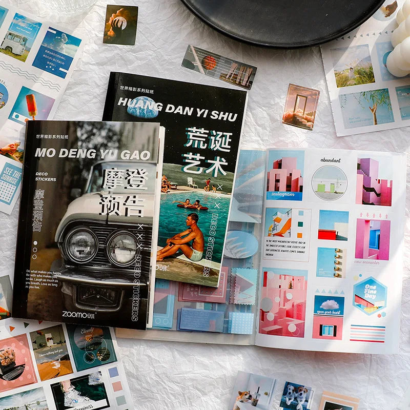 Vintage Diary Journal Decoration Block Stickers Set World Landscape Series Photo Craft DIY PET Washi Stickers Book 20sheets/pcs