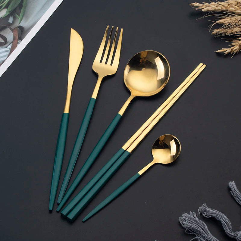 Portable Travel Eco-Friendly Stainless Steel Mirror Polish Gold Silverware Cutlery Set 100 Pcs Wedding Spoon Knives Fork