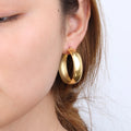 Chris April Fashion Jewelry in Stock 316L Stainless Steel PVD Gold Plated Glossy Retro Big Hoop Earring