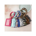 Creative PU Leather Keychain Bracelet with Tassel Pendant and Card Holder Wallet