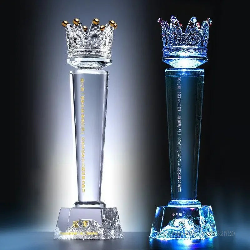 Crystal Trophy Manufactures Wholesale K9 Crystal Crown Trophy Custom 3D Laser Engraving Handmade Collectible Business Gift