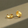 NEW 925 Sterling Silver Simple Heavy Chic Big Round Punk Gold-plated Hoop Earrings for Women
