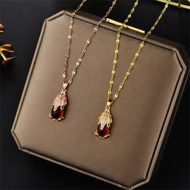 Wholesale Titanium Steel 18k Gold Plated Trendy Fashion Jewelry Fortune Attracting Pixiu Pendent Necklace