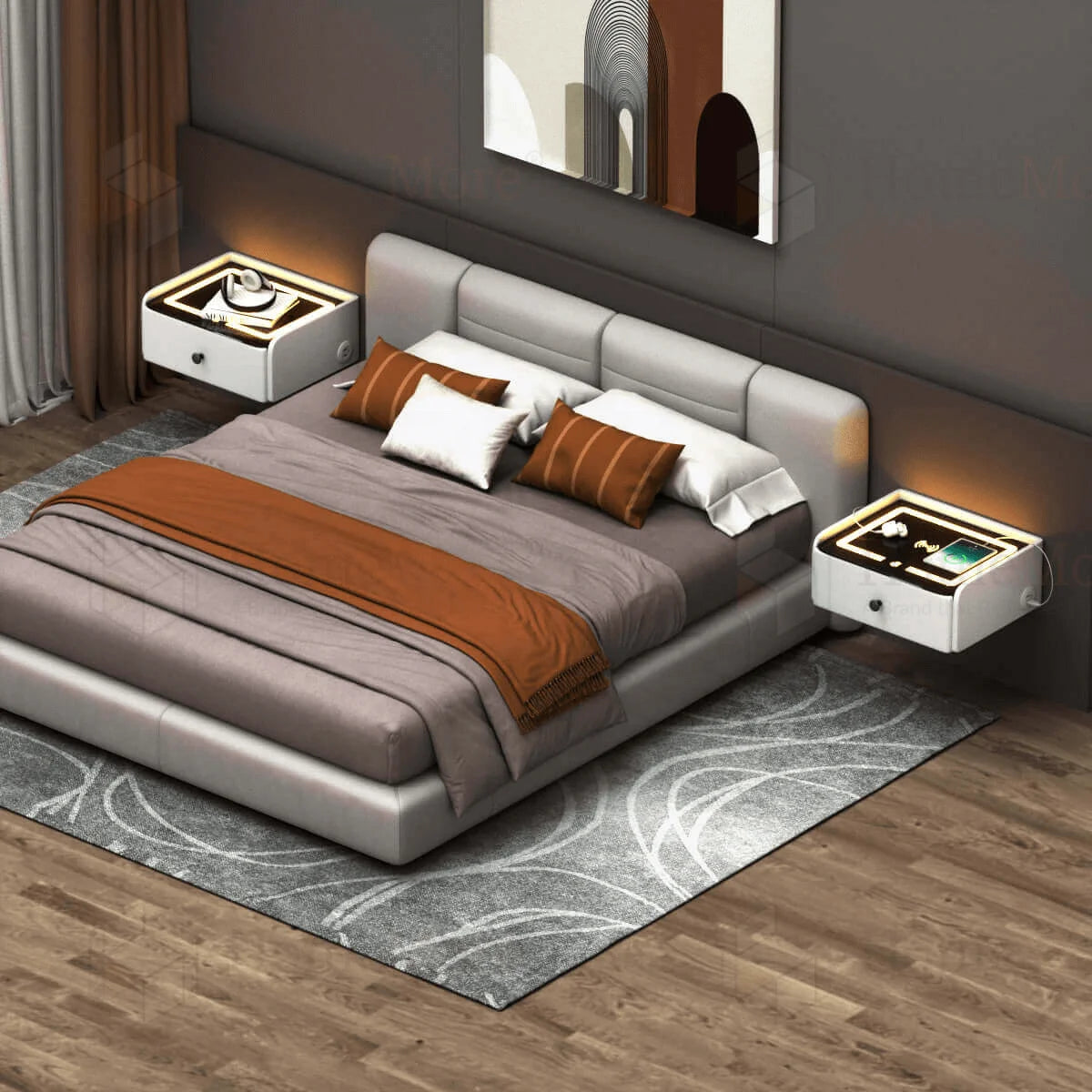 Suspended Intelligent Bedside Table Wall-mounted Smart Nightstand for Wholesale