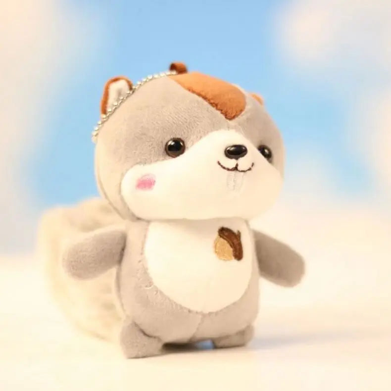 Kawaii Stuffed Animal Plush Doll Toys Squirrel Key Ring Cute Plush Squirrel Keychain Cute Bag Doll Bag Pendant Key Chains Charms