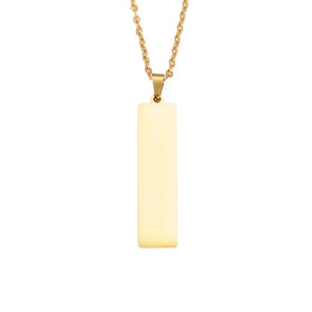 Popular Mirror Polished Women Men Jewelry Custom Name Stainless Steel Rectangle Pendant Necklace