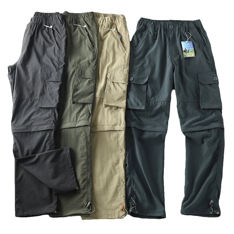 New Mens Waterproof Quick Dry Hiking Pants Outdoor Detachable Summer UV Protection Breathable Camping Trekking Fishing Trousers