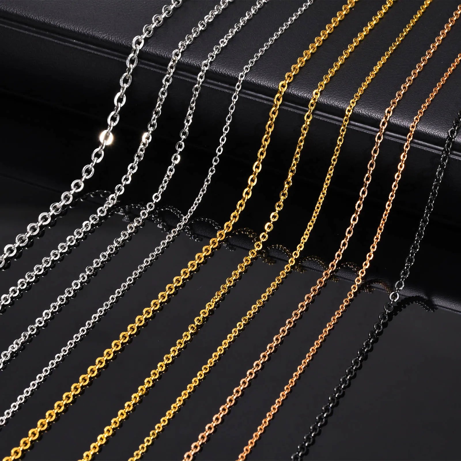 1.5mm 2mm 2.5mm Nickel Free Men Chain Necklace Simple 04 Normal Link Cable Chain Stainless Steel Basic Chain for Jewelry Making