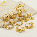 New Vintage Women Trendy Jewelry Twist Folded Gold Plated Chunky Hoops Earrings Stainless Steel