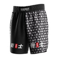 Black MMA BJJ Training Shorts Men Durable Quick Dry 100% Polyester Non-velcro Elastic Waistband 8.8" Inseam for Daily Workout MegaBDM