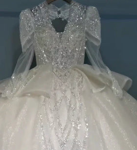 S1083H 2026 New Design V Neck Beads Diamond Luxurious Heavy Industry Elegant Noble Wedding Dress