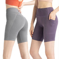 Women Biker Gym Shorts Outdoor Hiking Workout Shorts Control Tummy Jogging Short Yoga Pants With Pockets