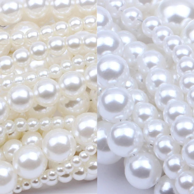 Pure White/Creamy White 3mm-30mm Size Highlight Cheap ABS Plastic Pearl Beads With Hole