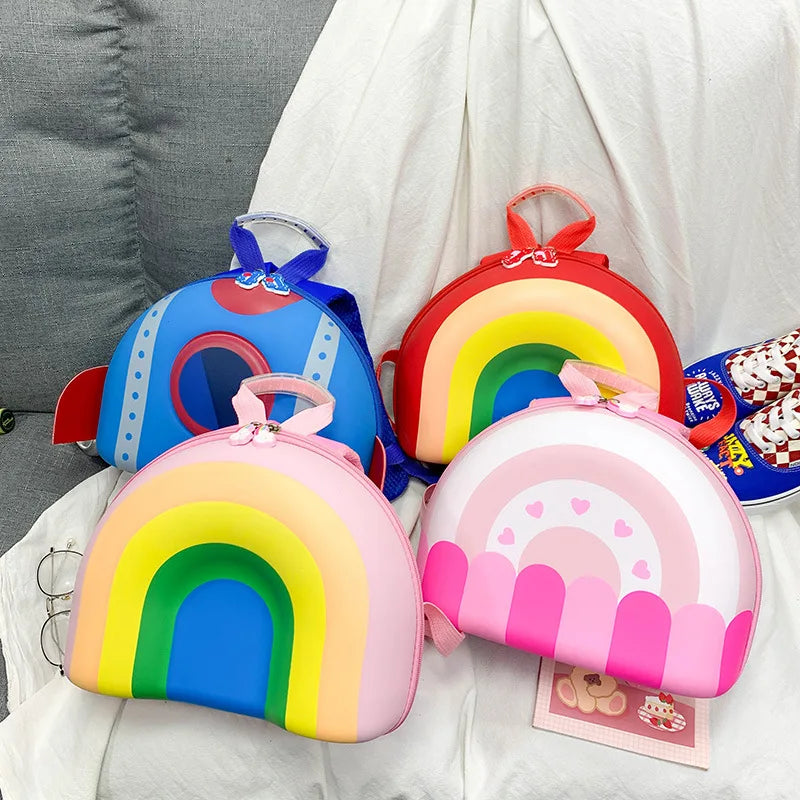 2024 New rainbow Children Backpack Kindergarten Schoolbag 3-5 Years Old Boys and Girls Lovely Backpack Kids