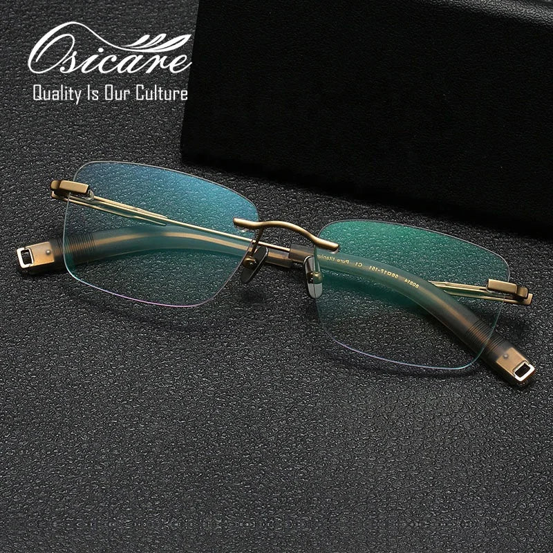 Luxury Brand DT Rubber Spectacles 3 Piece Sin Marco Eye Eyewear Big Pure Titanium Rimless Glasses Online Optical Frame for Men