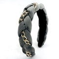 Wholesale Women's Gold Chain Headband with Braid and Velvet Fabric Hairband Girl's Stylish Accessory