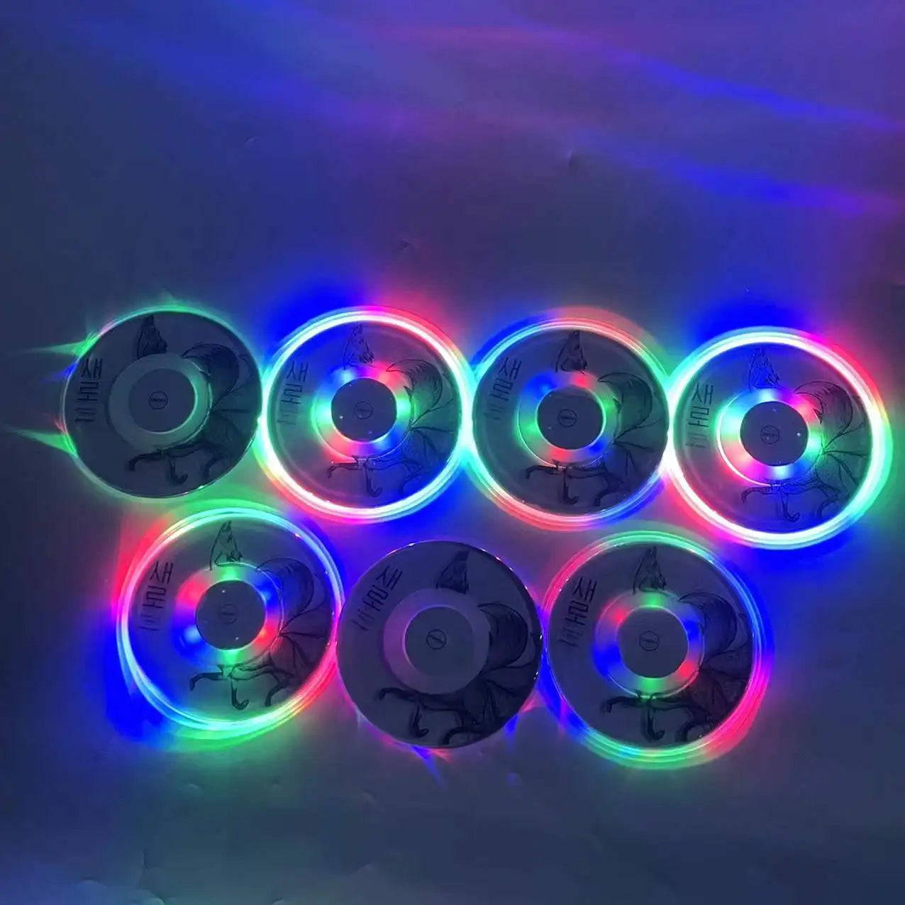 Wholesale OEM Acrylic Custom LOGO Colorful LED Luminous Bottle Light Cup Coaster Pad for Drinks