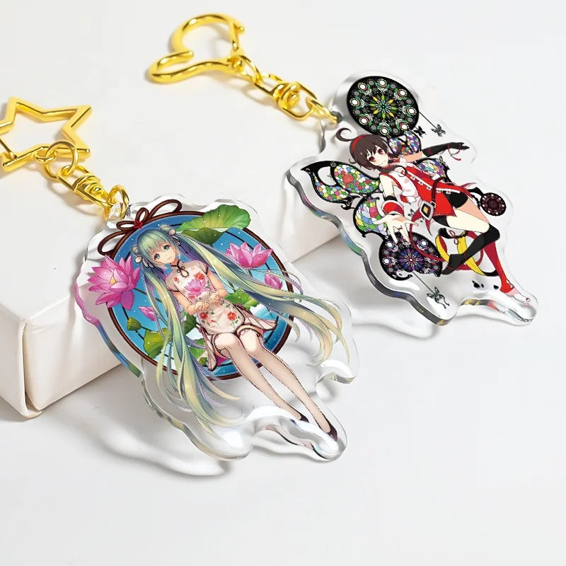 Custom UV Printed Acrylic Anime Character Keychain Glitter Charms Customizable Colors Lightweight Hard-Wearing Promotional