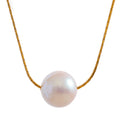 JINYOU 2052 15mm Korean Style Big Imitation Pearl Chain Stainless Steel Necklace Jewelry Women Gold Color Pvd Plated Elegant