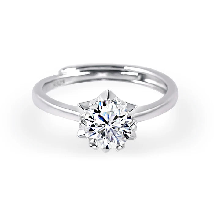 Classic Round Brilliant Cut 9mm Moissanite Solitaire Engagement Ring 925 Sterling Silver 18K Gold Plated Jewelry