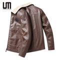 Liu Ming Clothing Manufacturers Custom 2025 Winter Men Clothing Fur Collar Plus Velvet Motorcycle Leather Plus Size Jackets Coat