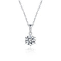 Classic 6-Claw 14k Solid White Gold Pendant Necklace 2 Carats Moissanite Fine Jewelry