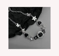 Y2K Black Diamond Punk Choker Sweet Cool Spicy Girl Gothic Design Necklace Irregular Design Black Leather Necklace