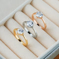 Luxury Wedding Jewelry Tarnish Free Stainless Steel Engagement Diamond Rings 18K Gold Plated CZ Cubic Zirconia Ring YF2860