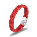 Wholesale Adjustable Red String Bracelet Woven PU Leather Bracelet Silver Plated Clasp