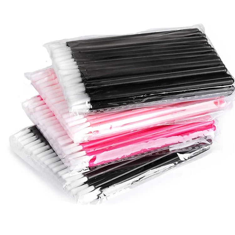 Professional Synthetic Fiber Nylon Hair Plastic Handle Disposable Lip Wands Brush with Private Label