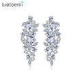 LUOTEEMI Woman Jewelry Luxury Brand Earing New Wedding Flower Lady Elegant Drop Earrings Cubic Zirconia