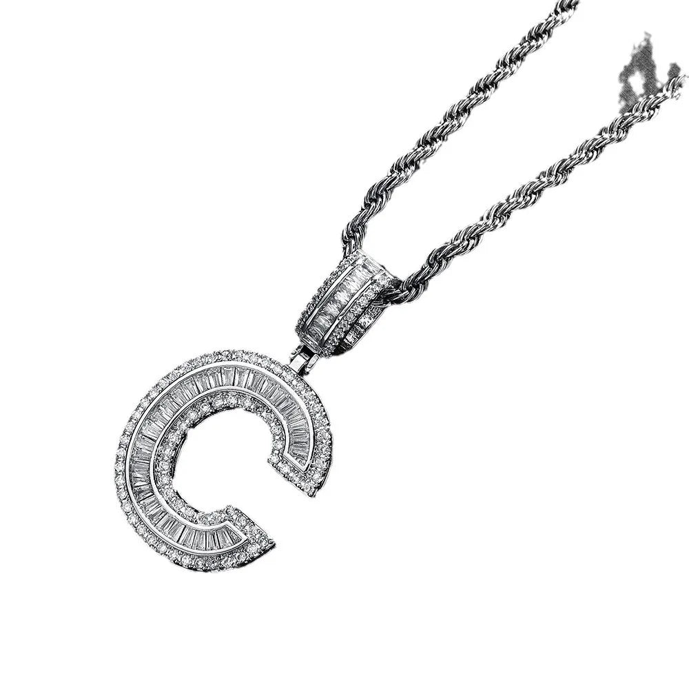 2024 Fashion A-Z Initial Necklaces Copper Letter Pendant Necklace Zircon Chunky Charm Choker Weddings Women Girls Hiphop Style