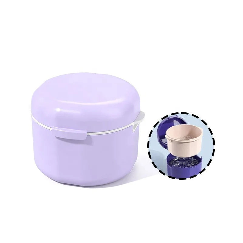 Denture Cleaning Strainer Retainer Case Plastic Invisible Braces Box for False Teeth Dental Usage Bath Case