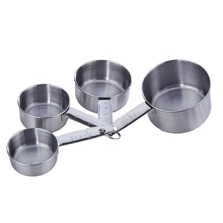 Hot Sell Home Kitchen Baking Tool Matte Polish Silver Laser Logo 4 Pieces Stainless Steel Measuring Spoons
