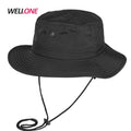 Lightweight Drawstring Outdoor UV Protection Nylon Custom Silk Screen Printing Black Quick Dry Waterproof Bucket Fisherman Hat