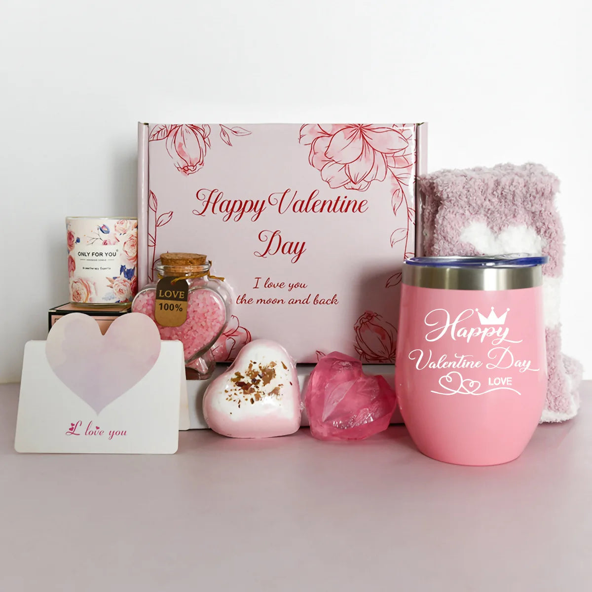 luxury promotion gift set 2026 New Products Valentines Day Spa Gift Sets With Bath Ball Bath Salt Vacuum Bottle for Boyfriends and Giftfriends