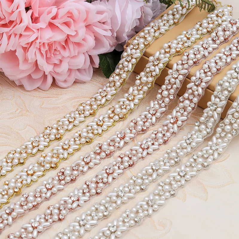 Fashion Women's Handmade Bridal Belt with Crystal Diamond & Ribbon for Wedding Dress Decoration