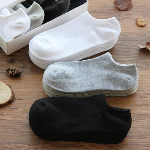 2024 New Wholesale Men Black White Grey Solid Color Breathable Cotton Ankle Socks