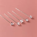 Fashion Women's 925 Sterling Silver Ear Line Single Zircon Different Shape Tassel Long Earrings