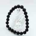 Natural Matte Black Onyx Gemstone Beaded Bracelet Bangle Ball Shape Yoga Accessory for Anniversaries