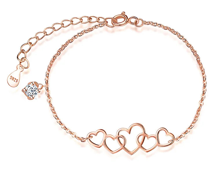 Latest Simple Design Pure 925 Sterling Silver Hollow Heart love Symbol Bracelet Jewelry Adjustable