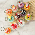 Wholesale Cute Simulation Donuts Acrylic Keychain Ice Cream Gift Donuts Couple 3D Simulation Donut Food Diamond Pearl Key Chain