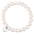 Imitation Pearl Bracelet with Elastic Rope Weaving Adjustable Mother's Day Gift 8mm White Pearl Heart Pendant Bracelet