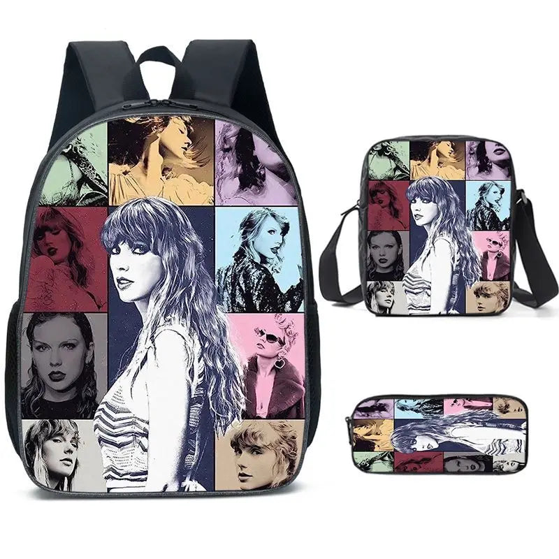 Custom Set of 3 Stitch Designer Black Cartoon School Stitch Bookbag with Matching Lunch Box Bag for Kids Preschool Girls Boy