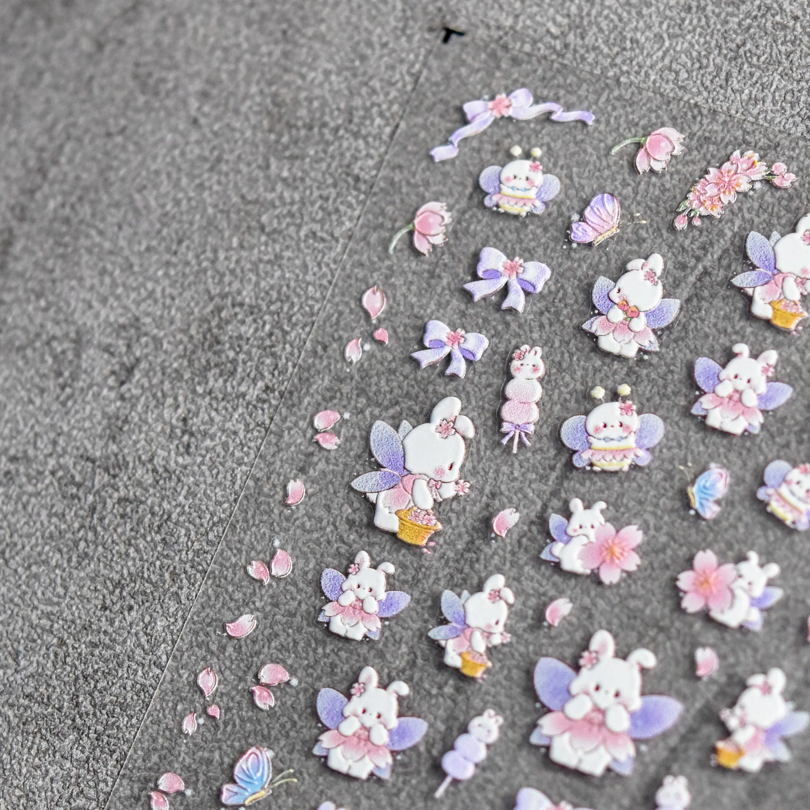 Factory Directly Sell Wholesale Nail Art Sticker 5d  Sticker Peach Cute Cartoon Kawaii Rabbit Nail Art Decoration