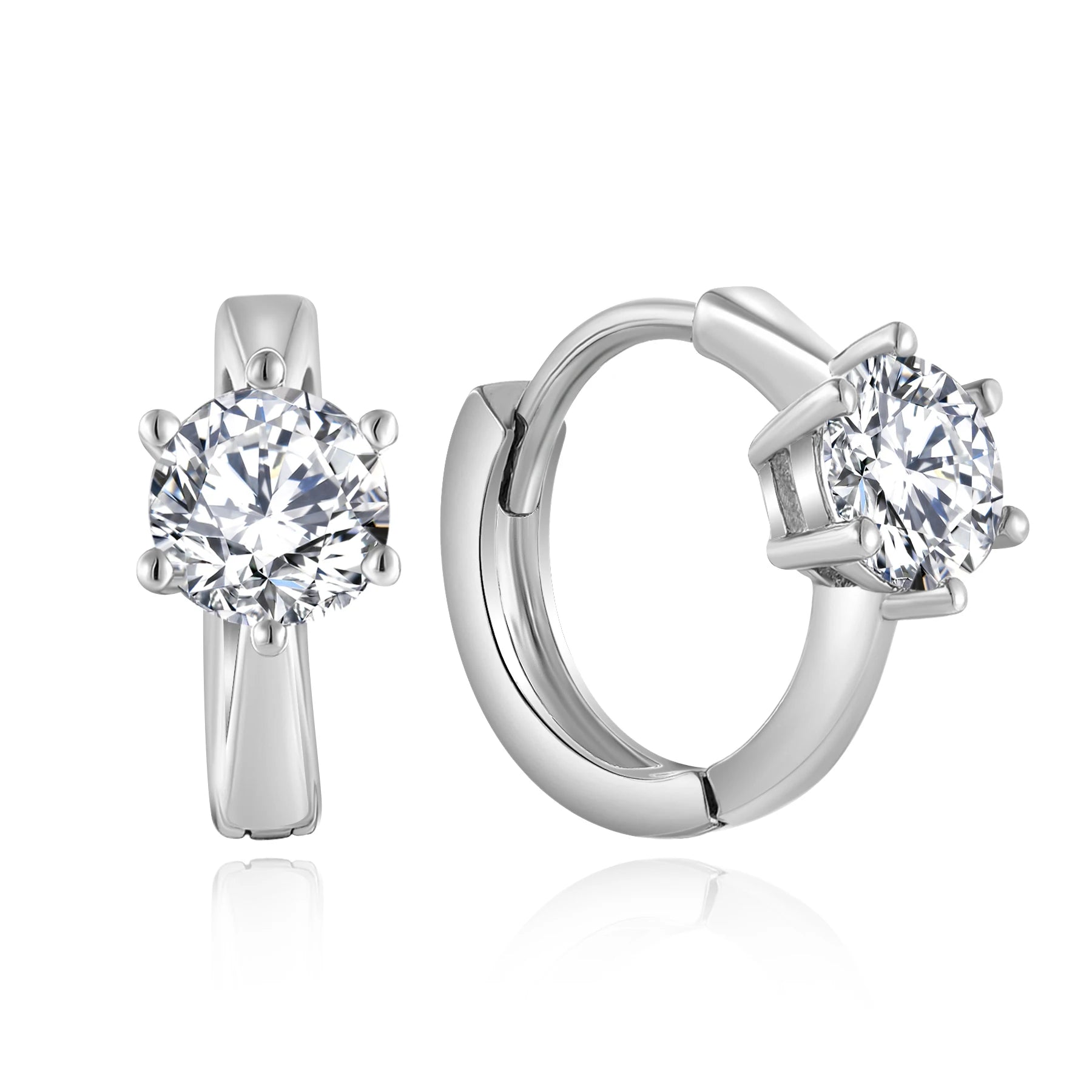 QX Fine Jewelry Custom OEM Minimalist Trendy 925 Sterling Silver Earr Cuff Moissanite Classic Fine Hoop Earings