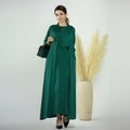 2023 Loriya Ethnic Clothing Dresses Women Muslim Clothing Muslim Girls Abaya Wrinkle Satin 2 Piece Abaya Set Islamic Clothing