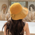 Customized Bowknot Beach Women Summer Sun Hat Foldable Straw Bucket Hat