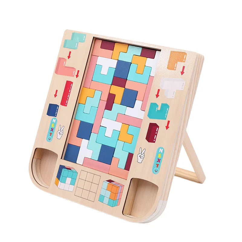 Montessori Children's Classic Intelligence Tangram Brain Teaser Puzzle Game Educational Wooden Russian Blocks Toys for Kids
